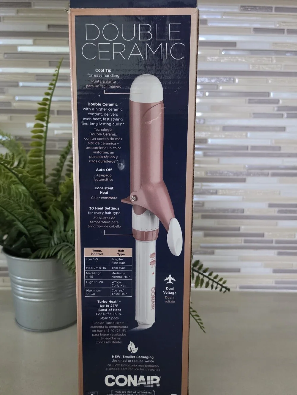 Conair Double Ceramic 1 1/2” Soft Waves Curling Iron White Rose Gold